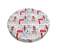 WYCZHY I Love London Printed Round Seat Slipcover Supportive Foam Padded Guard For Bar Stools And Dining Chairs