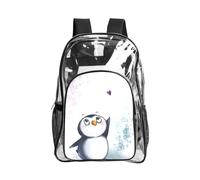 WYCZHY I Love Penguins Printed Heavy Duty Clear Bookbag, Reinforced See Through Bag for Beach Outdoor Sports Travel