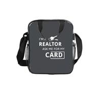 WYCZHY I'm A Realtor Ask Me Printed See Through Lunch Bag, Clear PVC Tote with Mesh Pockets and Adjustable Strap for Work