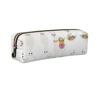 WYCZHY Llama Printing Students Leather Pencil Pouch Markers Holder Big Capacity Bag for School for Stationery Tool