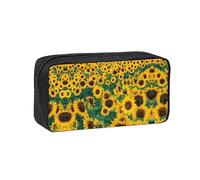 WYCZHY Many Beautiful Sunflowers Printed Big Capacity Pencil Pouch, Lightweight Fabric Pen Bag, Organizer for Adult College