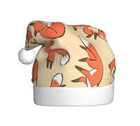 WYCZHY Many Foxes Printing Santa Hat Christmas Xmas Party Red Cap For Adult Women Men Accessory With Winter Caps