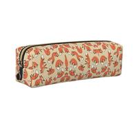 WYCZHY Many Foxes Printing Students Leather Pencil Pouch Markers Holder Big Capacity Bag for School for Stationery Tool