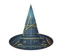 WYCZHY Math Formula Yellow Printing 13 Inches Tall Foldable Halloween Hat, Oxford Cloth Halloween Cap For Carnivals