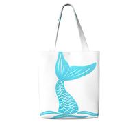 WYCZHY Mermaid Tail Print Large Reusable Heavy Duty Tote Bag Pack Available Premium Canvas Reusable Gift Bags Work Shopping