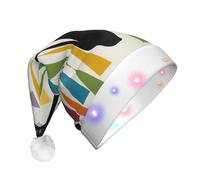 WYCZHY Mid-Century Modern Art Cat Led Christmas Hat Luminous Santa 3 Flashing Modes For Holiday Halloween