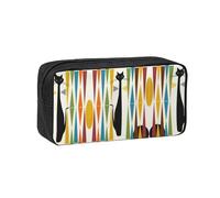 WYCZHY Mid-Century Modern Art Cat Printed Big Capacity Pencil Pouch, Lightweight Fabric Pen Bag, Organizer for Adult College
