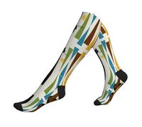 WYCZHY Mid-Century Modern Art Cat Printing Compression Socks 15-20mmhg - Supports Legs. For Office Workers,Socks For Sports,Support Socks