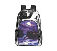 WYCZHY Moonlight Lighthouse Printed Heavy Duty Clear Bookbag, Reinforced See Through Bag for Beach Outdoor Sports Travel