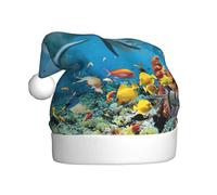 WYCZHY Ocean Dolphin Looking At You Printing Santa Hat Christmas Xmas Party Red Cap For Adult Women Men Accessory With Winter Caps