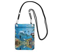 WYCZHY Ocean Dolphin Looking At You Printing Travel Cell Phone Pouch Crossbody Bag With Shoulder Strap For Phone,Walking Passport,Wallet