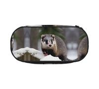 WYCZHY Opossum in Snow Print High Capacity Pencil Case,Pencil Bag Pouch Box Organizer Pen Case, Aesthetic Supply for Adults