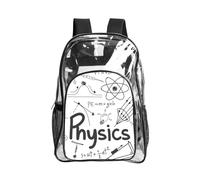 WYCZHY Physics Print Printed Heavy Duty Clear Bookbag, Reinforced See Through Bag for Beach Outdoor Sports Travel