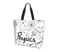 WYCZHY Physics Print Printed Large Tote Handbag For Women, Reusable Shoulder Bags With Pocket, For Shopping, Work, Gym