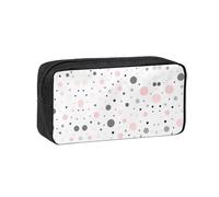 WYCZHY Pink Gray White Modern Polka Dot Pattern Printed Big Capacity Pencil Pouch, Lightweight Fabric Pen Bag, Organizer for Adult College