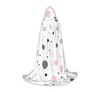 WYCZHY Pink Gray White Modern Polka Dot Pattern Teen Cosplay Costume Hooded Cape Cloak Witch Vampire Wizard Masquerade Ball Halloween Party