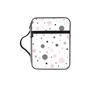WYCZHY Pink Gray White Modern Polka Dot Pattern Waterproof Bible Carrying Case with Smooth Zippers Large Capacity Storage Bag for Bible Study Supplies