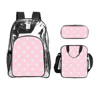 WYCZHY Pomeranians Puppies and Point Printed Transparent Bookbag Set, 3Pcs Reinforced Strap School Bag, with Lunch Bag and Pouch