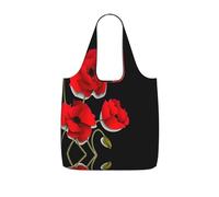 WYCZHY Poppy Flowers Vivid Petals Printed Reusable Tote Bag Foldable, Large Capacity Shopping Bag for Daily Use and Commuting
