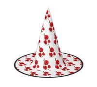 WYCZHY Poppy Flowers Vivid Petals Printing 13 Inches Tall Foldable Halloween Hat, Oxford Cloth Halloween Cap For Carnivals