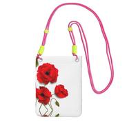 WYCZHY Poppy Flowers Vivid Petals Printing Travel Cell Phone Pouch Crossbody Bag With Shoulder Strap For Phone,Walking Passport,Wallet