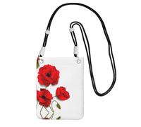 WYCZHY Poppy Flowers Vivid Petals Printing Travel Cell Phone Pouch Crossbody Bag With Shoulder Strap For Phone,Walking Passport,Wallet