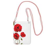 WYCZHY Poppy Flowers Vivid Petals Printing Travel Cell Phone Pouch Crossbody Bag With Shoulder Strap For Phone,Walking Passport,Wallet