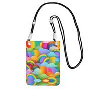WYCZHY Rainbow Hearts Pattern Printing Travel Cell Phone Pouch Crossbody Bag With Shoulder Strap For Phone,Walking Passport,Wallet