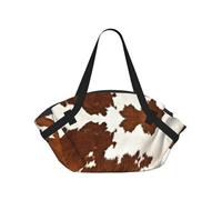 WYCZHY Red and white cowhide Printed Foldable Round Picnic Blanket Converts to Carry Bag, 37in Mat for Camping Date Night