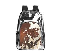 WYCZHY Red and white cowhide Printed Heavy Duty Clear Bookbag, Reinforced See Through Bag for Beach Outdoor Sports Travel
