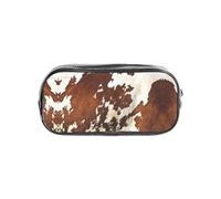WYCZHY Red and White Cowhide Printed Transparent Pencil Pouch, Heavy Duty PVC Zipper Bag, Sturdy Organizer for Markers