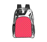 WYCZHY Red And White Polka Dots Printed Heavy Duty Clear Bookbag, Reinforced See Through Bag for Beach Outdoor Sports Travel