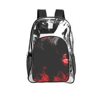 WYCZHY Red Black White Abstract Printed Heavy Duty Clear Bookbag, Reinforced See Through Bag for Beach Outdoor Sports Travel