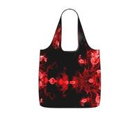 WYCZHY Red Black White Abstract Printed Reusable Tote Bag Foldable, Large Capacity Shopping Bag for Daily Use and Commuting