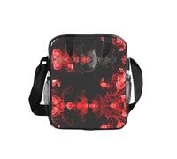WYCZHY Red Black White Abstract Printed See Through Lunch Bag, Clear PVC Tote with Mesh Pockets and Adjustable Strap for Work