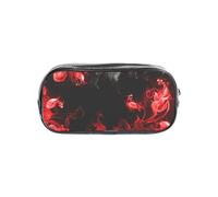 WYCZHY Red Black White Abstract Printed Transparent Pencil Pouch, Heavy Duty PVC Zipper Bag, Sturdy Organizer for Markers