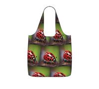 WYCZHY Red Ladybug pattern Printed Reusable Tote Bag Foldable, Large Capacity Shopping Bag for Daily Use and Commuting
