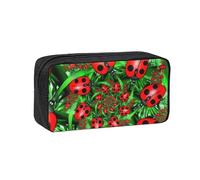 WYCZHY Red Ladybug Printed Big Capacity Pencil Pouch, Lightweight Fabric Pen Bag, Organizer for Adult College
