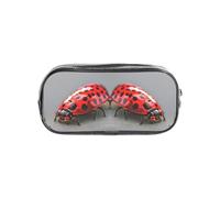 WYCZHY Red Ladybug Printed Transparent Pencil Pouch, Heavy Duty PVC Zipper Bag, Sturdy Organizer for Markers