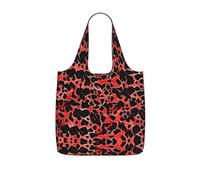 WYCZHY Red Leopard Pattern Printed Reusable Tote Bag Foldable, Large Capacity Shopping Bag for Daily Use and Commuting