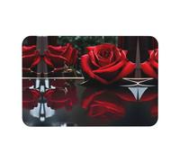WYCZHY Red Mirror Rose Printing Diatomaceous Bath Mat,Non-Slip 23.6 X 15.7 Inch Mat,Easy To Store,Bath Mats For Bath Kitchen