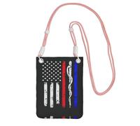 WYCZHY Red Stripe Firefighter Usa Flag Printing Travel Cell Phone Pouch Crossbody Bag With Shoulder Strap For Phone,Walking Passport,Wallet