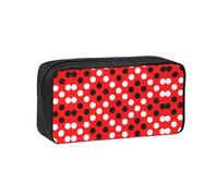 WYCZHY red White Polka dot Printed Big Capacity Pencil Pouch, Lightweight Fabric Pen Bag, Organizer for Adult College