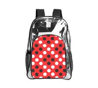WYCZHY red white polka dot Printed Heavy Duty Clear Bookbag, Reinforced See Through Bag for Beach Outdoor Sports Travel