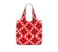 WYCZHY red white polka dot Printed Reusable Tote Bag Foldable, Large Capacity Shopping Bag for Daily Use and Commuting