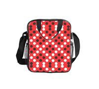 WYCZHY red White Polka dot Printed See Through Lunch Bag, Clear PVC Tote with Mesh Pockets and Adjustable Strap for Work