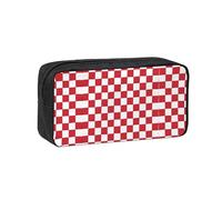 WYCZHY red White Printed Big Capacity Pencil Pouch, Lightweight Fabric Pen Bag, Organizer for Adult College