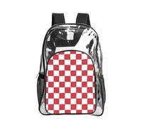 WYCZHY red white Printed Heavy Duty Clear Bookbag, Reinforced See Through Bag for Beach Outdoor Sports Travel
