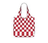 WYCZHY red white Printed Reusable Tote Bag Foldable, Large Capacity Shopping Bag for Daily Use and Commuting