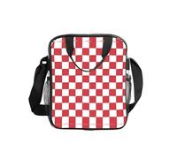 WYCZHY red White Printed See Through Lunch Bag, Clear PVC Tote with Mesh Pockets and Adjustable Strap for Work